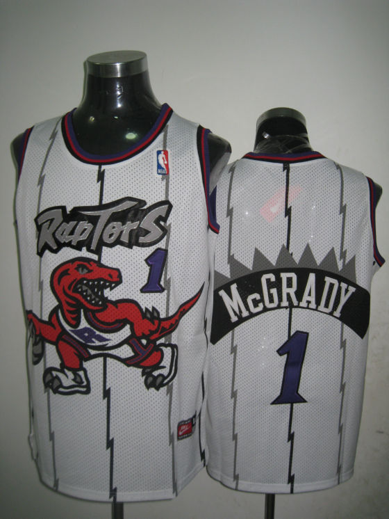 NBA Toronto Raptors 1 Tracy McGrady Authentic Throwback White Jersey